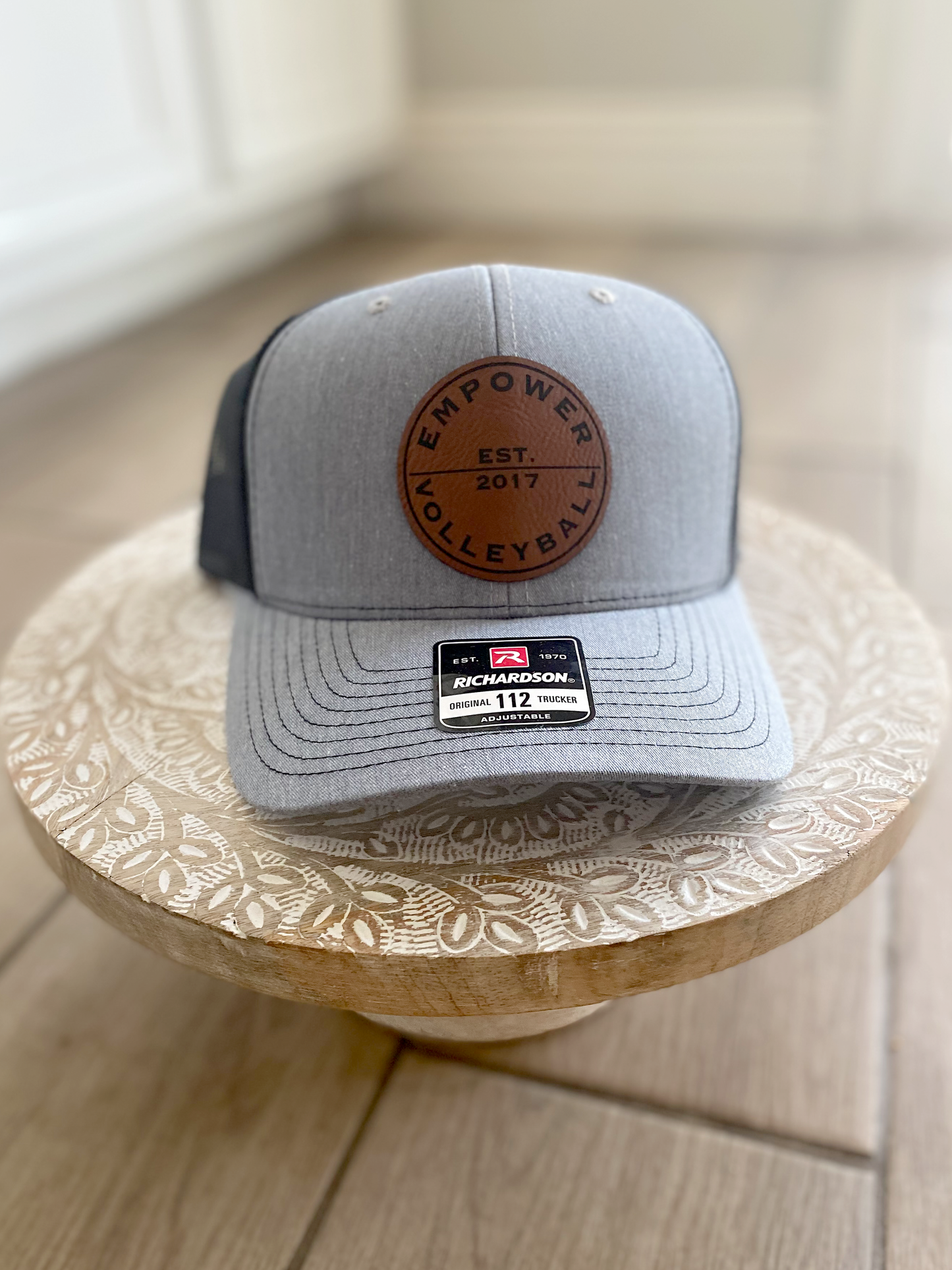 Empower Leather Logo Patch Trucker Hat Grey/Black